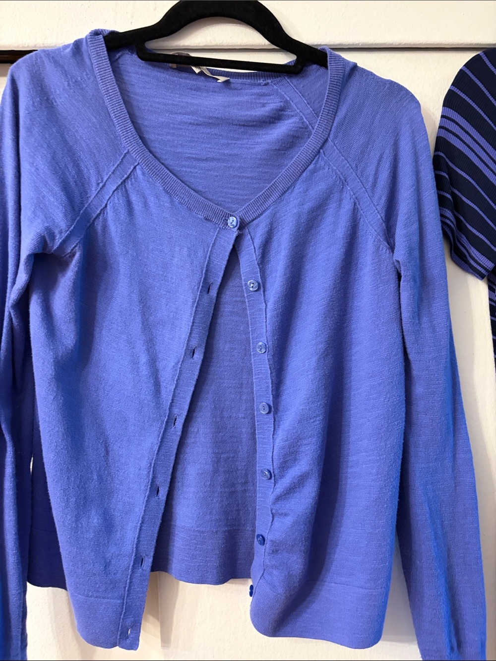 LOFT Blue V-Neck Button Cardigan